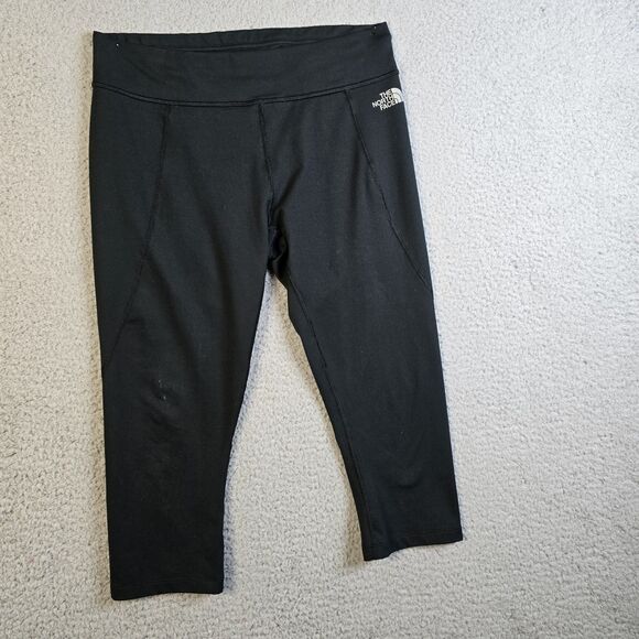 The North Face Womens Leggings M Black Capri Athletic Yoga Stretch Workout Logo - Picture 14 of 16